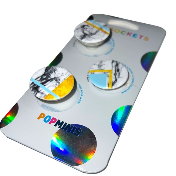 Universal POPSOCKET PopMinis White gold Marble 3 Pack Removable Phone Grip Stand - Picture 11 of 12